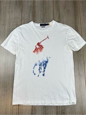 Polo Ralph Lauren T-Shirt XS Big Pony USA Red White Blue Patriotic July 4th Flaw